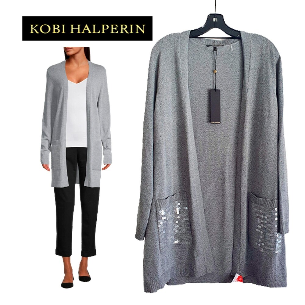 Kobi Halperin Phoebe Sequin Pocket Cardigan NWT XL Luxe Glam Designer
